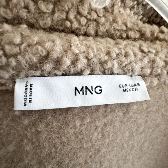 Mango Missouri Boucle Shacket Faux Shearling Collar Camel Tan S - Picture 5 of 15